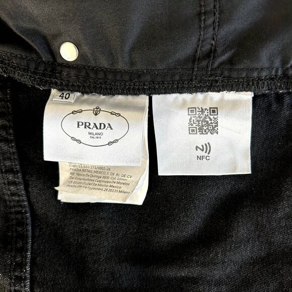 Prada Black Long Denim Midi Skirt Button Fly Size 4 US EUC - Picture 13 of 16